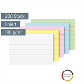 Karteikarten | A7, liniert, sortiert, 200 Stück